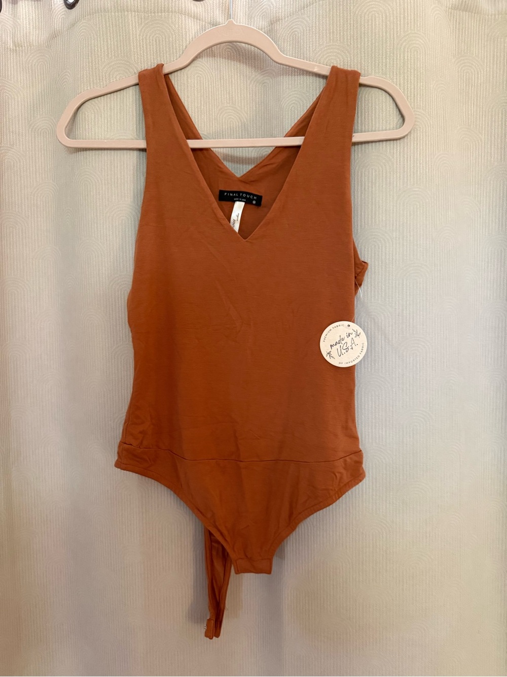 Final Touch Rust V-Neck Sleeveless Bodysuit